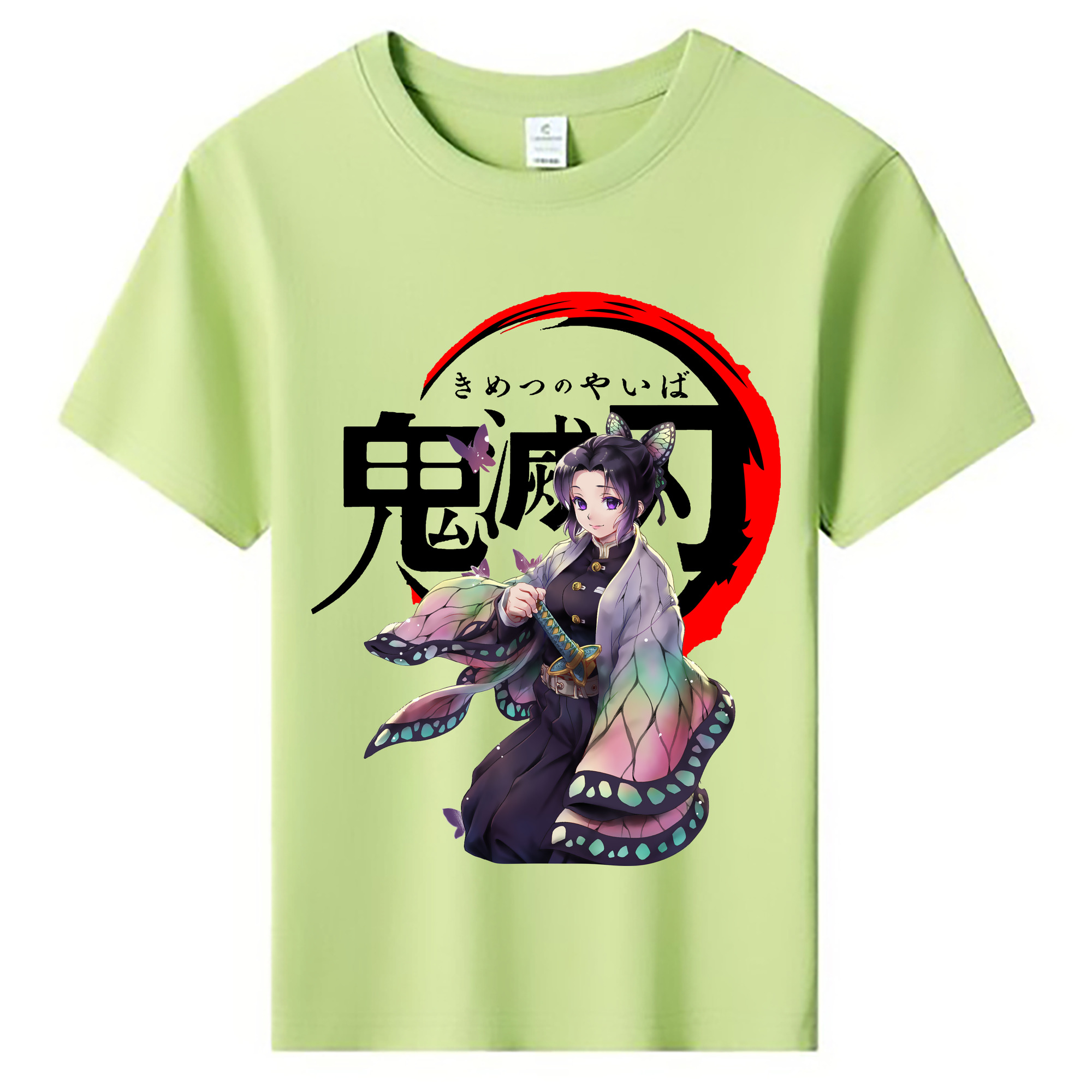 （画像用） 鬼滅の刃（きめつのやいば）蟲柱-胡蝶 しのぶ／こちょう しのぶ Kochou Shinobu 綿100％キッズTシャツ（フロントプリント）